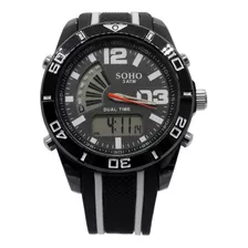 Reloj Pulsera Hombre Analógico Y Digital Malla Goma Ch420