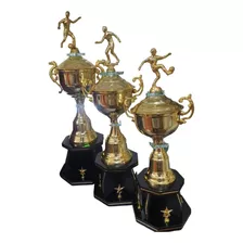 Paquete De 3 Trofeos Premiación Futbol 1o 2o 3er Lugar