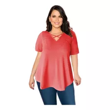 Remera Mujer Cuello V Cruz Evase Xl Xxl 3xl 4xl Mythos