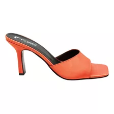 Sandalias Para Mujer Zapatillas Tacón Litzy Naranja Fareli