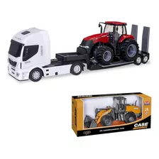 Carreta Brinquedo Miniatura Plataforma Trator + Carregadeira