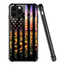 Funda Para iPhone 12 Pro Max(diseno Bandera Usa Y Girasol...