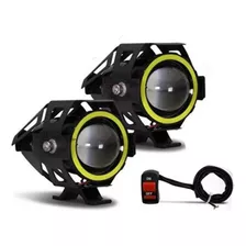 Par Farol Milha Moto Angel Eye U7 Led Auxiliar 30w Branco