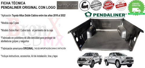 Pendaliner Toyota Hilux 2016-2022 Doble Cabina Con Logo Orig Foto 10
