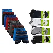 Promo Hombre 3 Boxer + 6 Pares Soquetes Colores Variados.