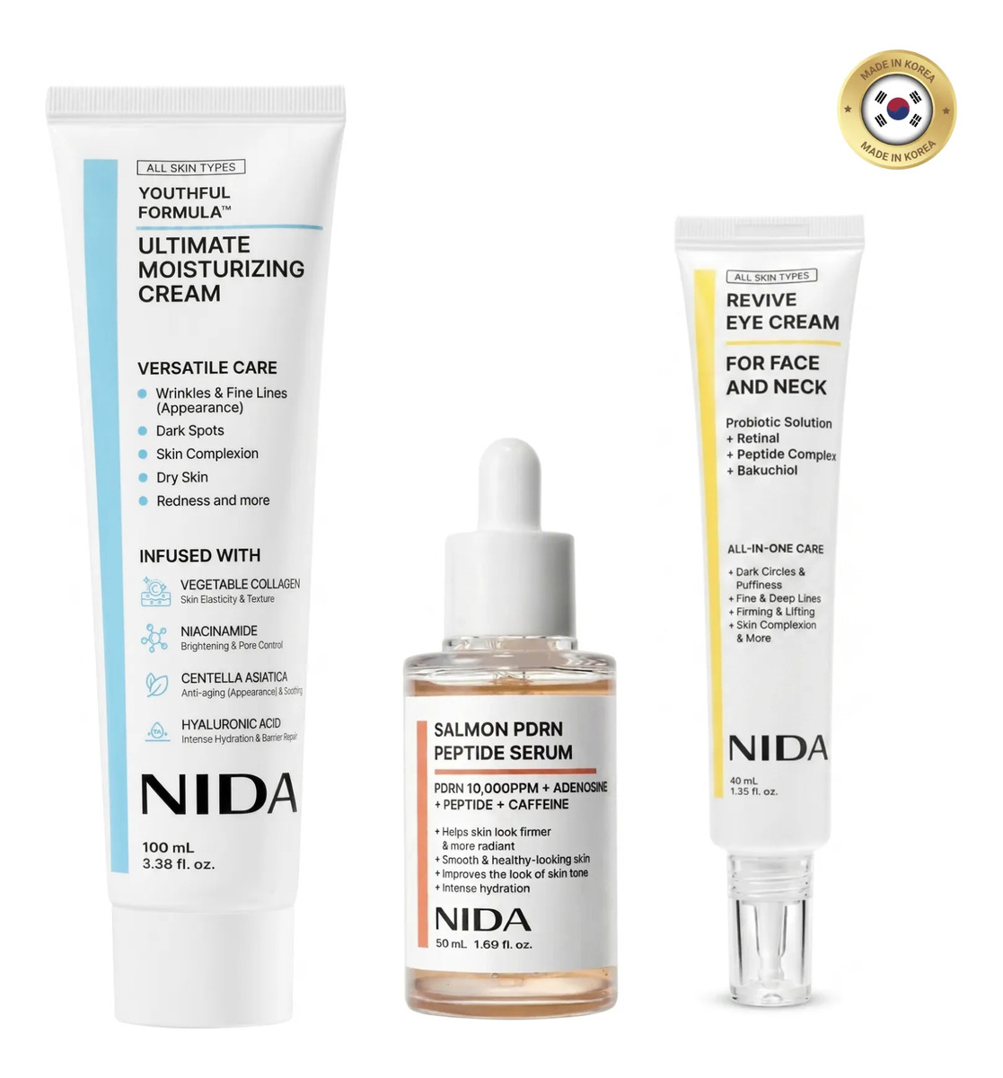 Kit Facial Nida Original Prn+crema Para Ojos+crema, 3 Unidad