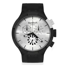 Reloj Swatch Chequered Silver Sb02b404 Original Color De La Correa Negro Color Del Bisel Negro Color Del Fondo Plateado