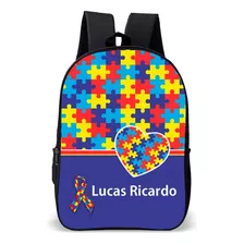 Mochila Escolar Infantil Para Autista Estampa C/ Nome