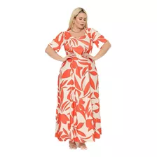 Vestido Longo Plus Size Roupa Feminina Manga Curta Cod525