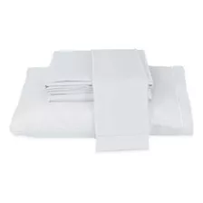 Jogo Lençol Para Cama Box Tamanho Casal 400 Fios Micropercal Cor Branco Desenho Do Tecido Liso