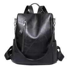 Bolsa Feminina Pu Resistente Água Alças Costas Ombro Premium Acambamento Dos Ferragens Metal Cor Preto Cor Da Correia De Ombro Preto Desenho Do Tecido Liso