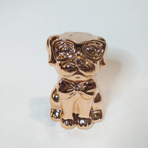 Cofre Pug Rose Gold Em Cerâmica