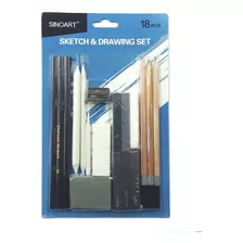 Kit Dibujo Artistico Y Boceto Sinoart Grafito Sketch 18 Pcs