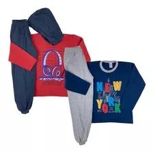 Kit 2 Conjunto Moletom Menino Roupa Juvenil Inverno Atacado