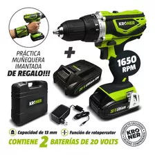 Taladro Kroner Inalámbrico Percutor 13 Mm 20 Volt 2 Baterías