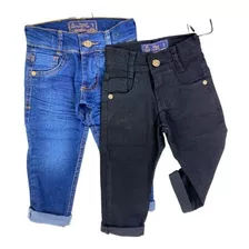 Combo 2 Calças Jeans Escura E Preta Infantil Meninos Skinny