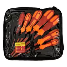 Juego Kit Destornilladores Plano Y Estrella 7 Piezas Naranja