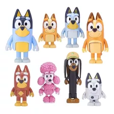 Bluey Y Su Familia Set De 8 Figuras Articuladas Bingo Amigos