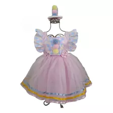 Vestido Fantasia Circo Rosa Luxo Festa Infantil Menina 