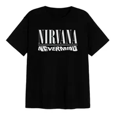 Remera Negra Algodón 100% - Nirvana Nevermind