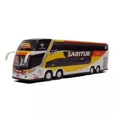Miniatura Ônibus Saritur G7 Double Decker 4 Eixos 30cm.