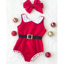 Romper De Natal Bebê Vermelho Mamãe Noel Body Natalino 