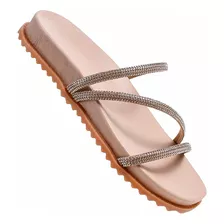 Sandália Feminina Papete Strass Birken Brilho Rasteira