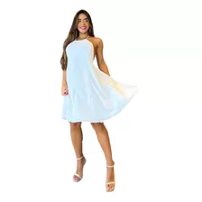 Vestido Curto Bata Soltinho Viscose Frente Única Costa Nua