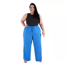 Calça Pantalona Feminina Plus Size Cintura Alta Wid Leg