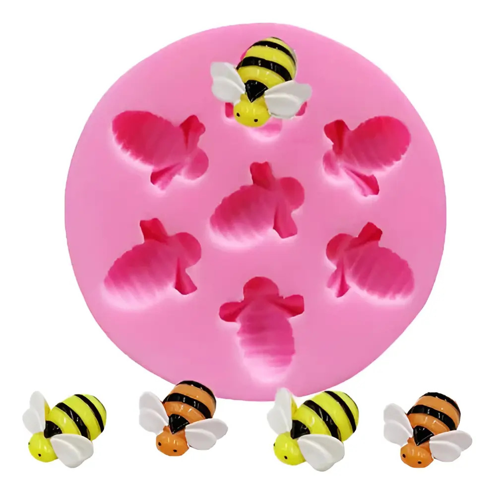 Molde Silicona Abejas Ideal Porcelana Fria, Fondant, Resina