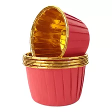 Forminhas P/ Cupcake Forneáveis Vermelho E Dourado (20 Und)