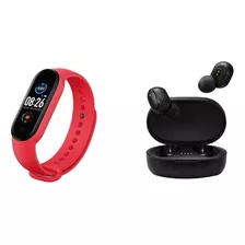 Reloj Smartband M7 Rojo + Auriculares Inalámbricos Negro