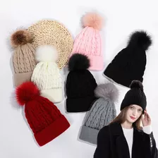 Touca Feminina Adulto Gorro Lã Forrada Pompom Pelinho Toca