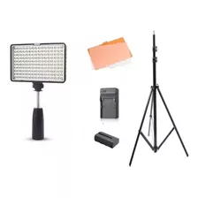 Iluminador Profissional De 160 Led+bateria+carreg+tripe 2m