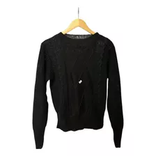 Blusa Tricot Trabalhada Em Alto Relevo, Manga No Ponto Fang