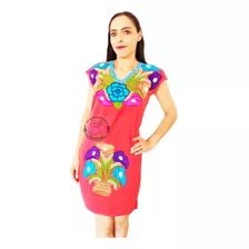 Vestido Dama Típico Bordado Mexicano Artesanal Chiapas