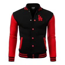 Jaqueta College Baseball La Bordado Casaco Usa Black Red !