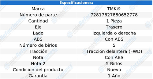 Maza Tras Izquierda O Derecha S40 5 Cil 2.4l 05 Al 08 Tmk Foto 2