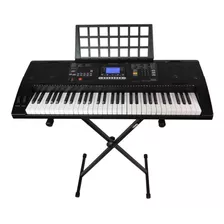 Teclado Musical 61 Teclas Hk-812- Sensit- Usb+ Suporte Pedes