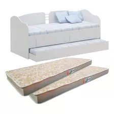 Sofá Cama Solteiro C/ Colchões Ditália Cama Aux Cm-08 Branco