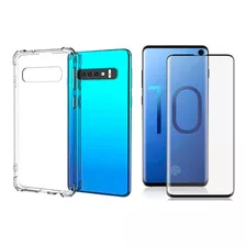 Capinha Antichoque + Película Gel 5d Para Samsung Galaxy S10 Cor Transparente