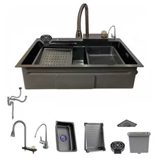 Kit Cuba Cozinha Gourmet Luxo Aço Inox 304 Preto Com Acessór