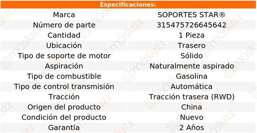 1) Soporte Motor Tras Chrysler Fifth Avenue 6 Cil 3.7l 83 Foto 2