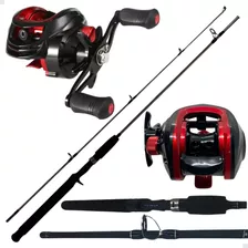 Kit Pesca Vara 1,60 Fibra Carbono Carretilha 19+1 Rolamentos