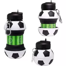 Garrafinha Squeeze De Silicone Retrtatil Bola De Futebol