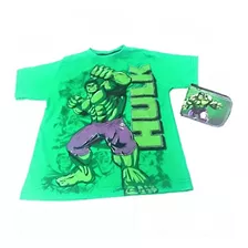 Camiseta Infantil Super Herói Hulk Meninos +carteira Da Moda