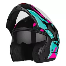 Capacete Articulado Robocop Etceter Captiva Stronger Faster Cor Azul-rosa Tamanho Do Capacete 60