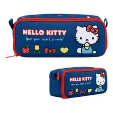 Estojo Escolar Duplo - Hello Kitty Azul 11983 - Xeryus