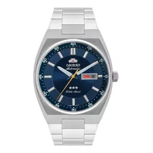 # Relógio Orient Automático Masculino Prata Azul 3 Estrelas