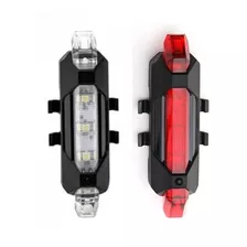 Kit Par Red White Lanternas Farol Sinalizador Led Usb Bike